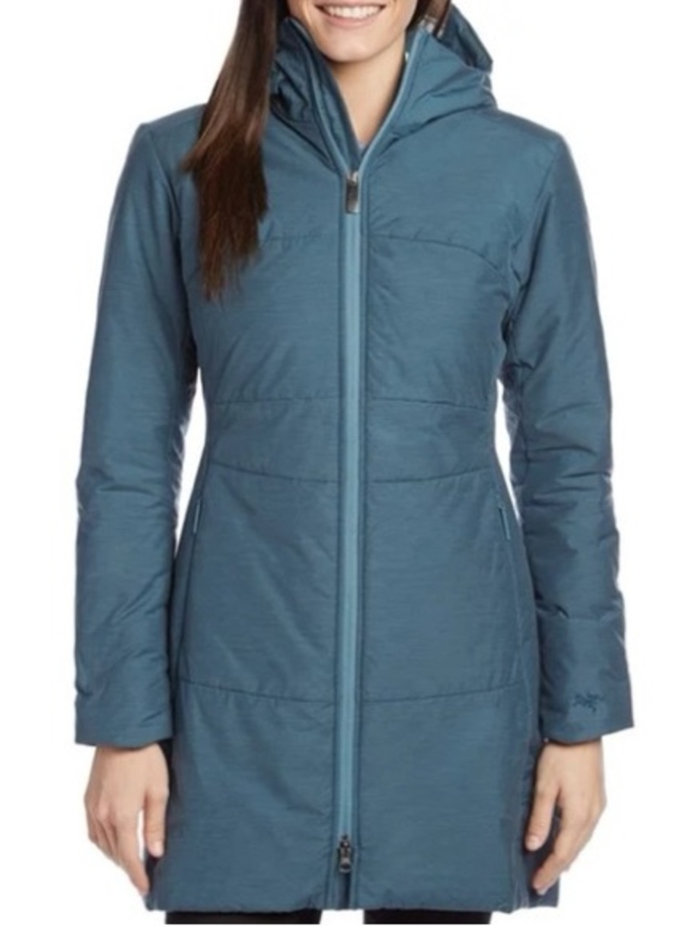 Arc'teryx Darrah Women's Insulated Long Hooded Coat Teal/Dark Blue Sz S Parka